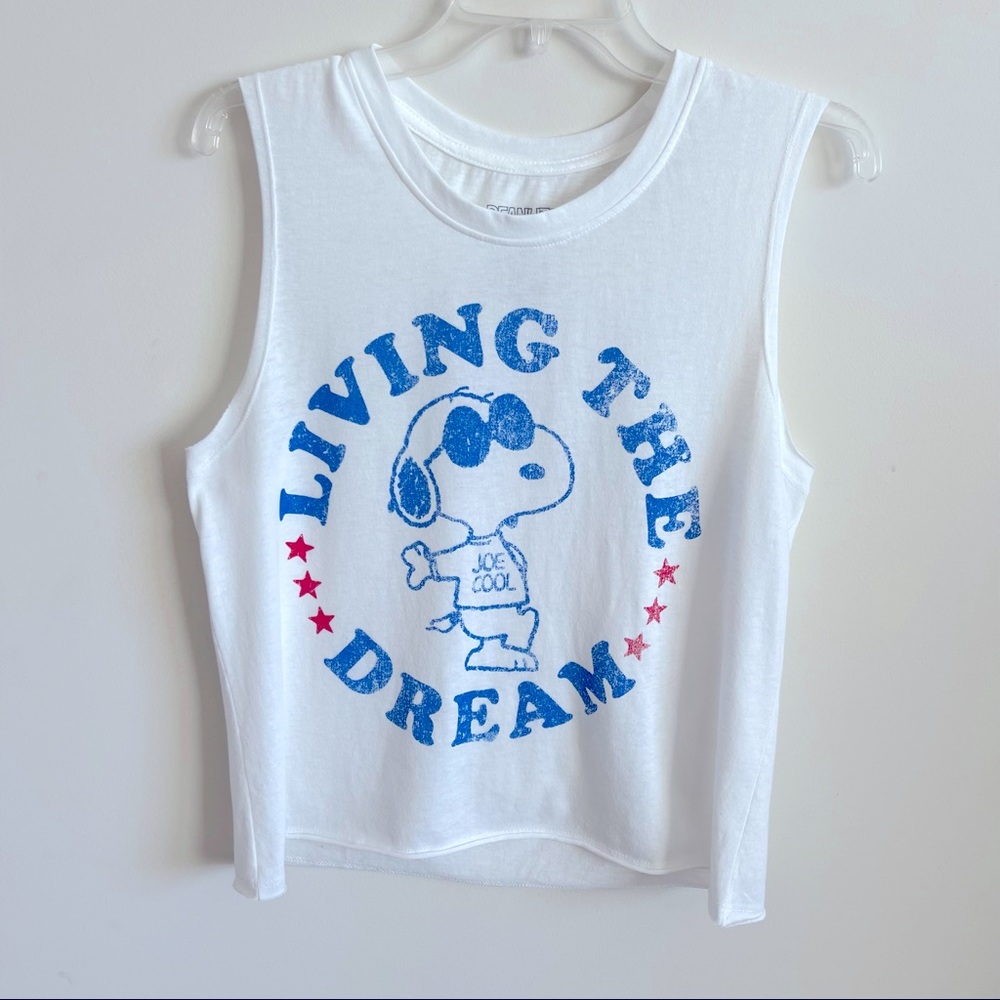 Peanuts Living The Dream Snoopy Cropped Tee Sz M